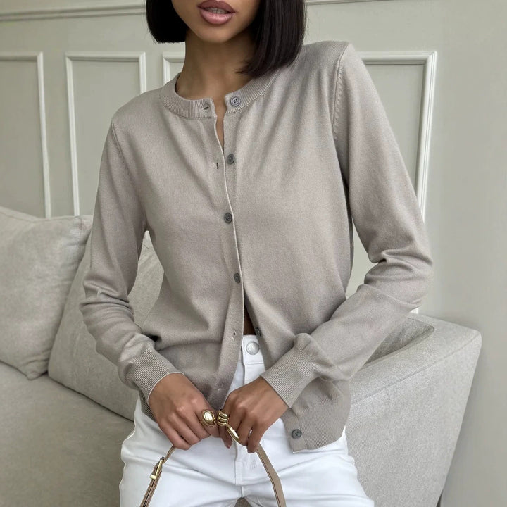 VISSONG Women’s Classic Crew-Neck Button Cardigan
