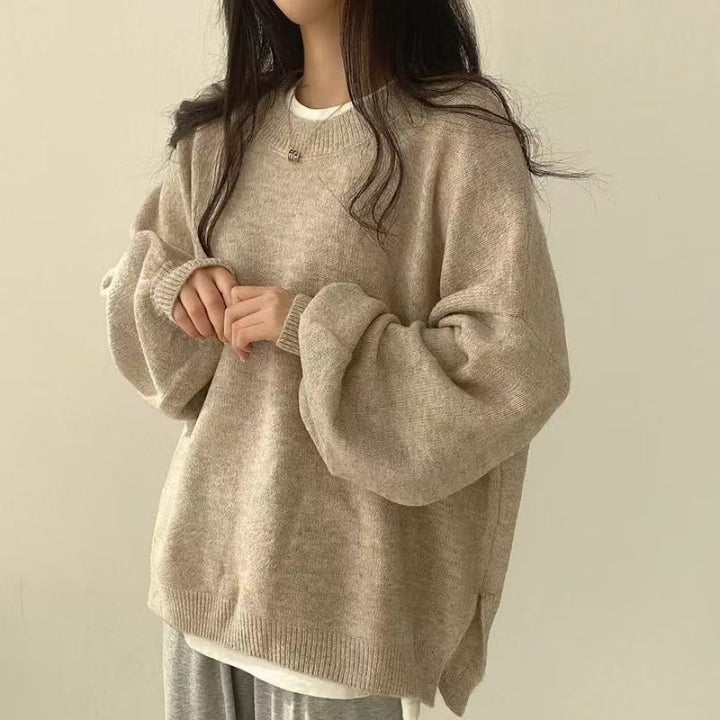 VISSONG Women’s Oversized Balloon-Sleeve Side-Slit Sweater