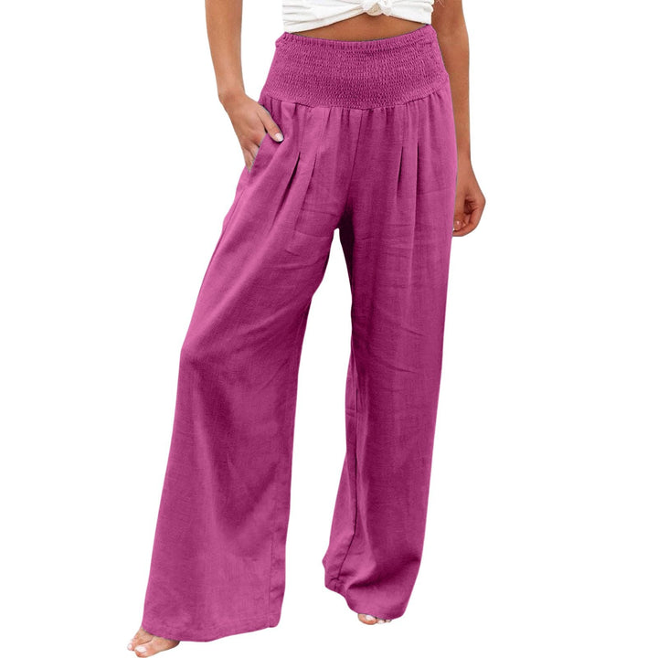 VISSONG Women’s Smocked High-Waist Pleated Palazzo Pants