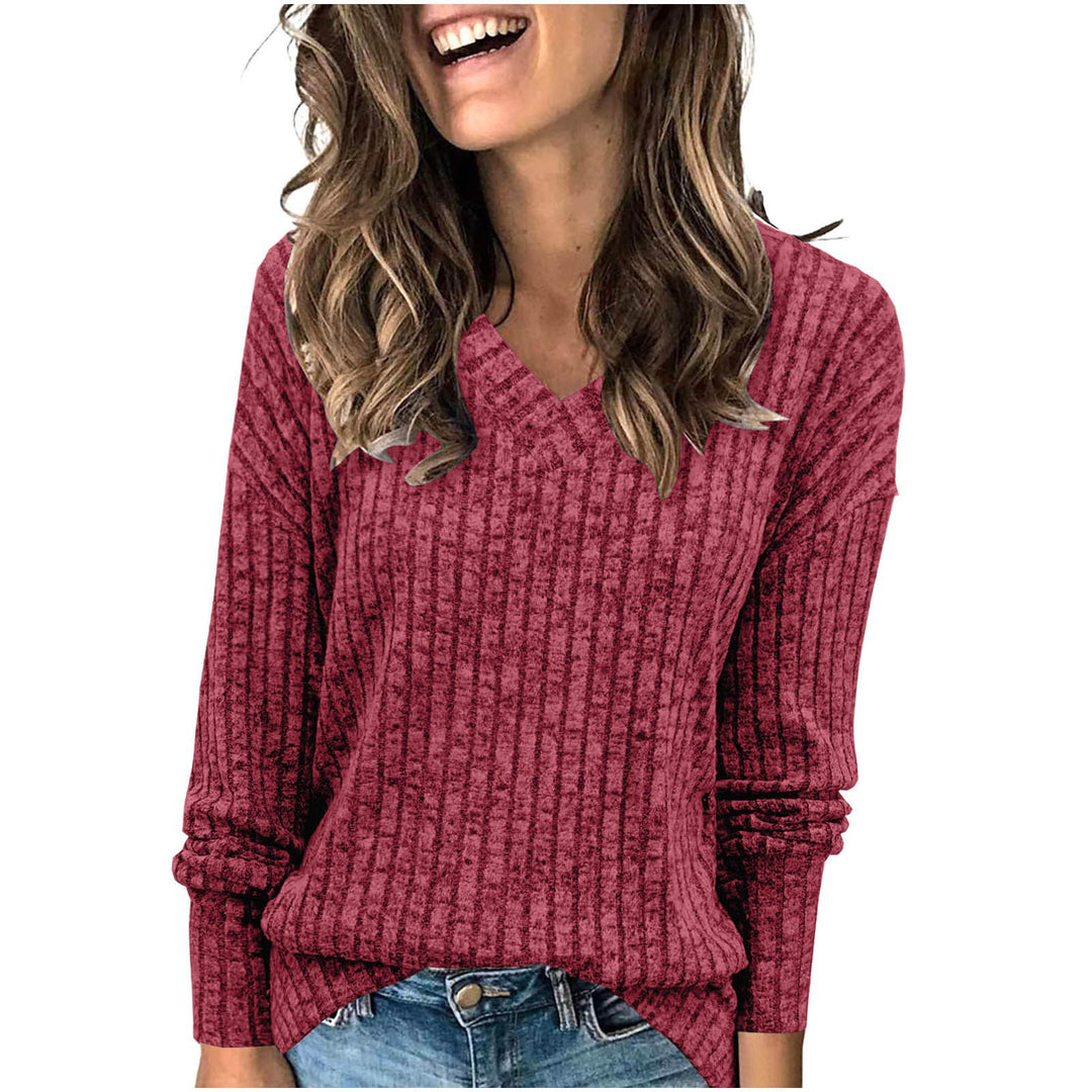 VISSONG Women’s Heathered Ribbed V-Neck Longline Sweater