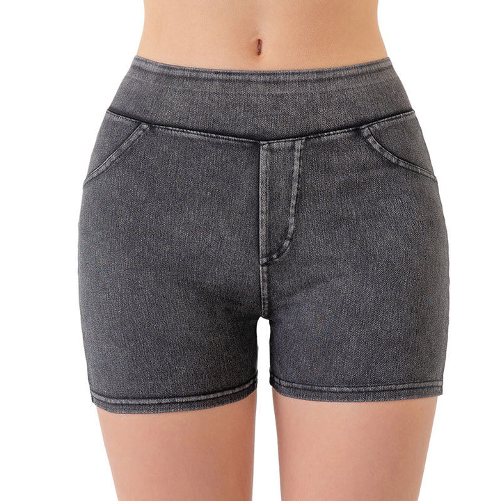 VISSONG Women’s High-Waist Pull-On Stretch Denim Shorts