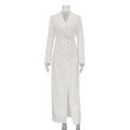 Asymmetric Button Blazer Maxi Dress