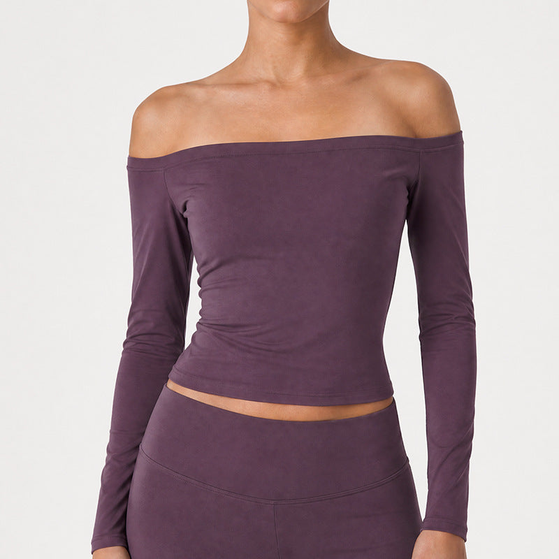 VISSONG Women’s Off-Shoulder Stretch Long-Sleeve Top