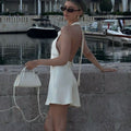 Draped Halter Open-Back Mini Dress