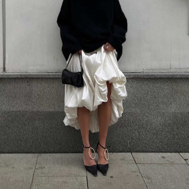 Flowing Satin A-Line Maxi Skirt