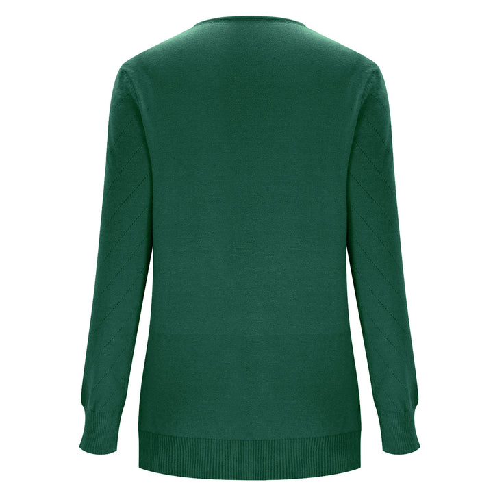 VISSONG Women’s Chevron Pointelle V-Neck Knit Sweater