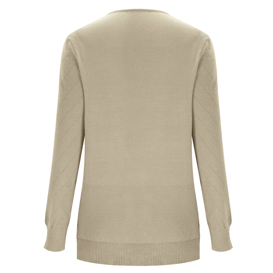 VISSONG Women’s Chevron Pointelle V-Neck Knit Sweater