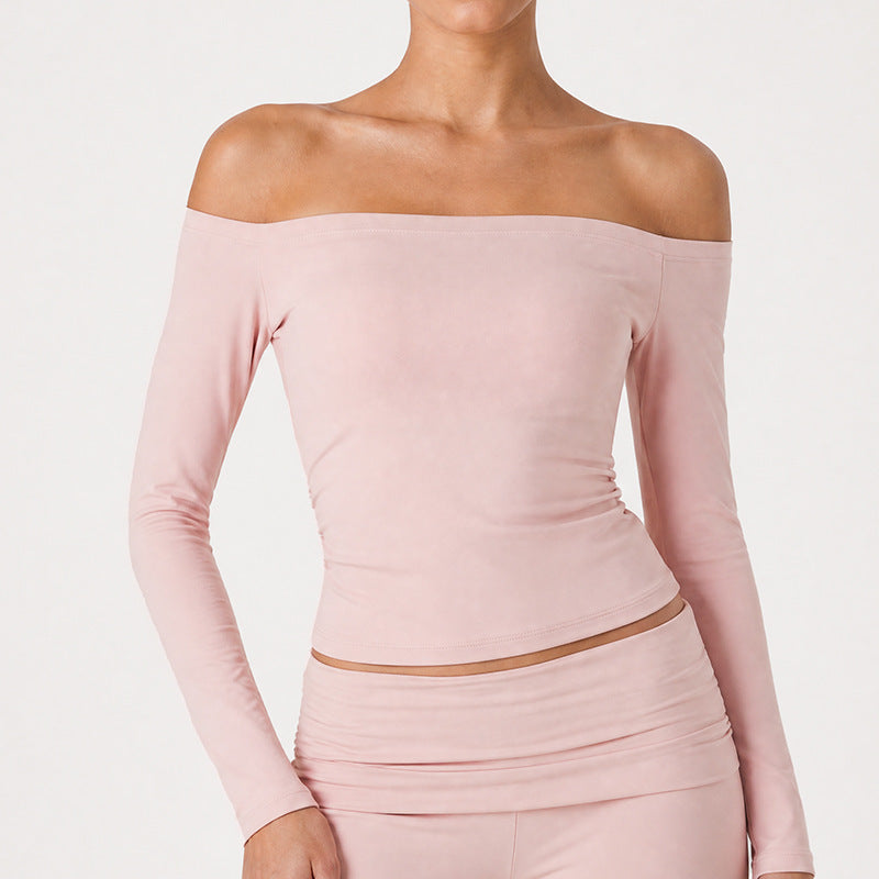 VISSONG Women’s Off-Shoulder Stretch Long-Sleeve Top