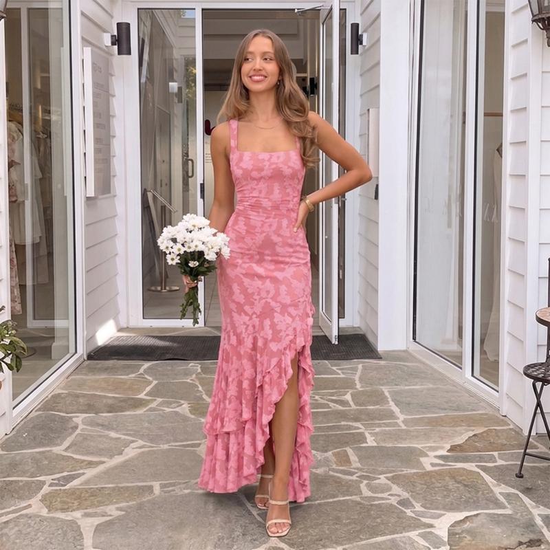 Romantic Lace Floral Mermaid Maxi Dress