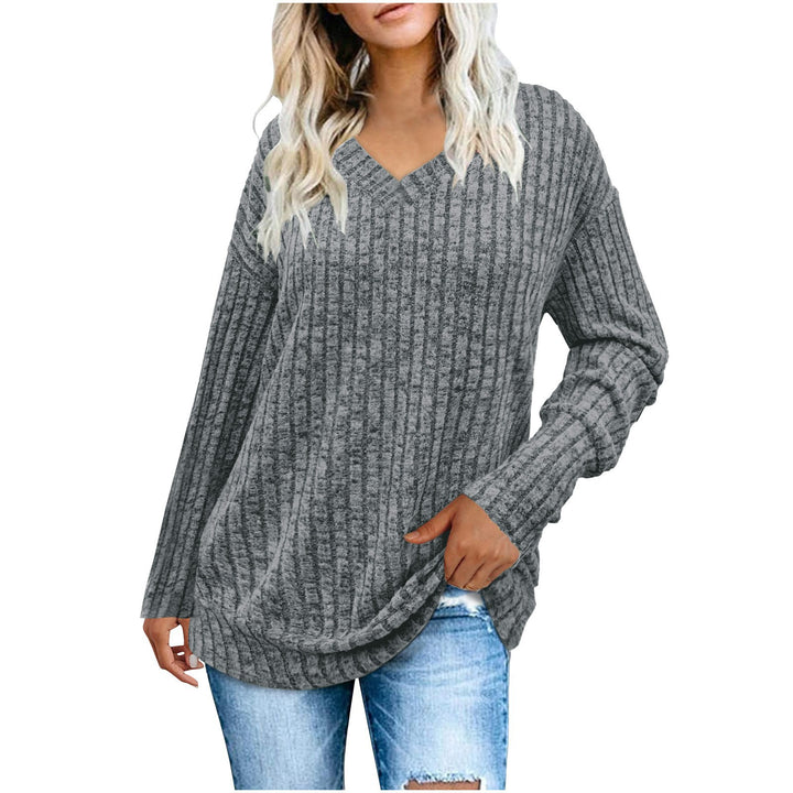 VISSONG Women’s Heathered Ribbed V-Neck Longline Sweater