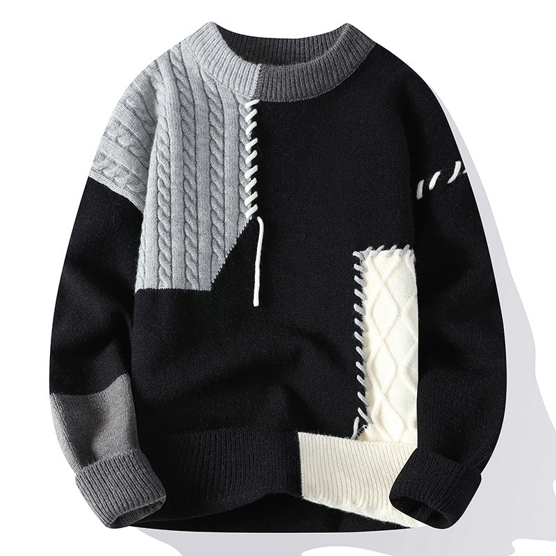 VISSONG Women’s Contrast-Stitch Cable Panel Knit Sweater