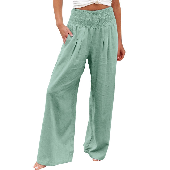 VISSONG Women’s Smocked High-Waist Pleated Palazzo Pants
