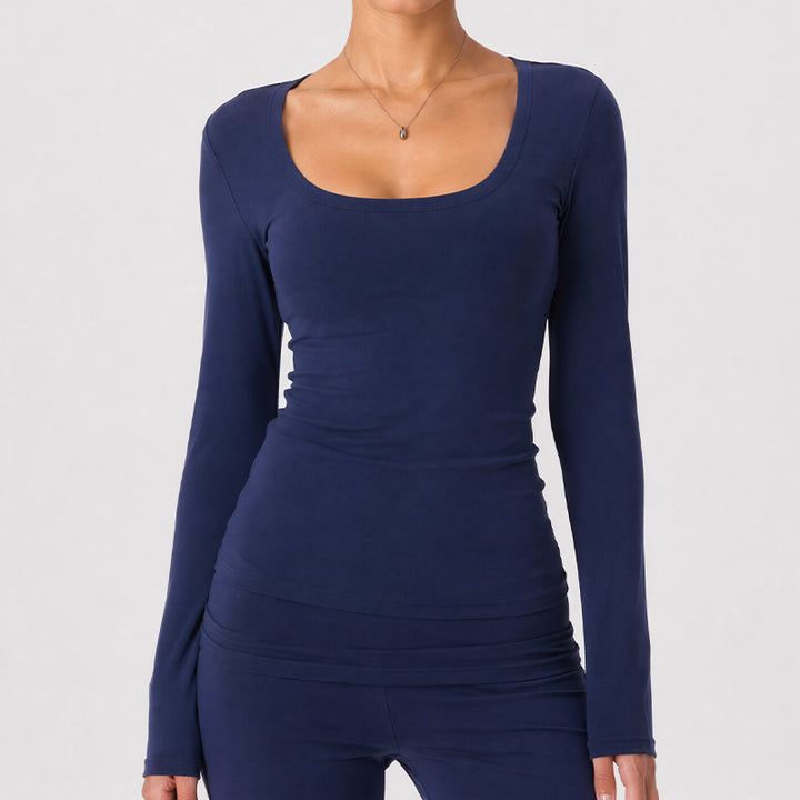 VISSONG Women’s Scoop-Neck Slim-Fit Long-Sleeve Top