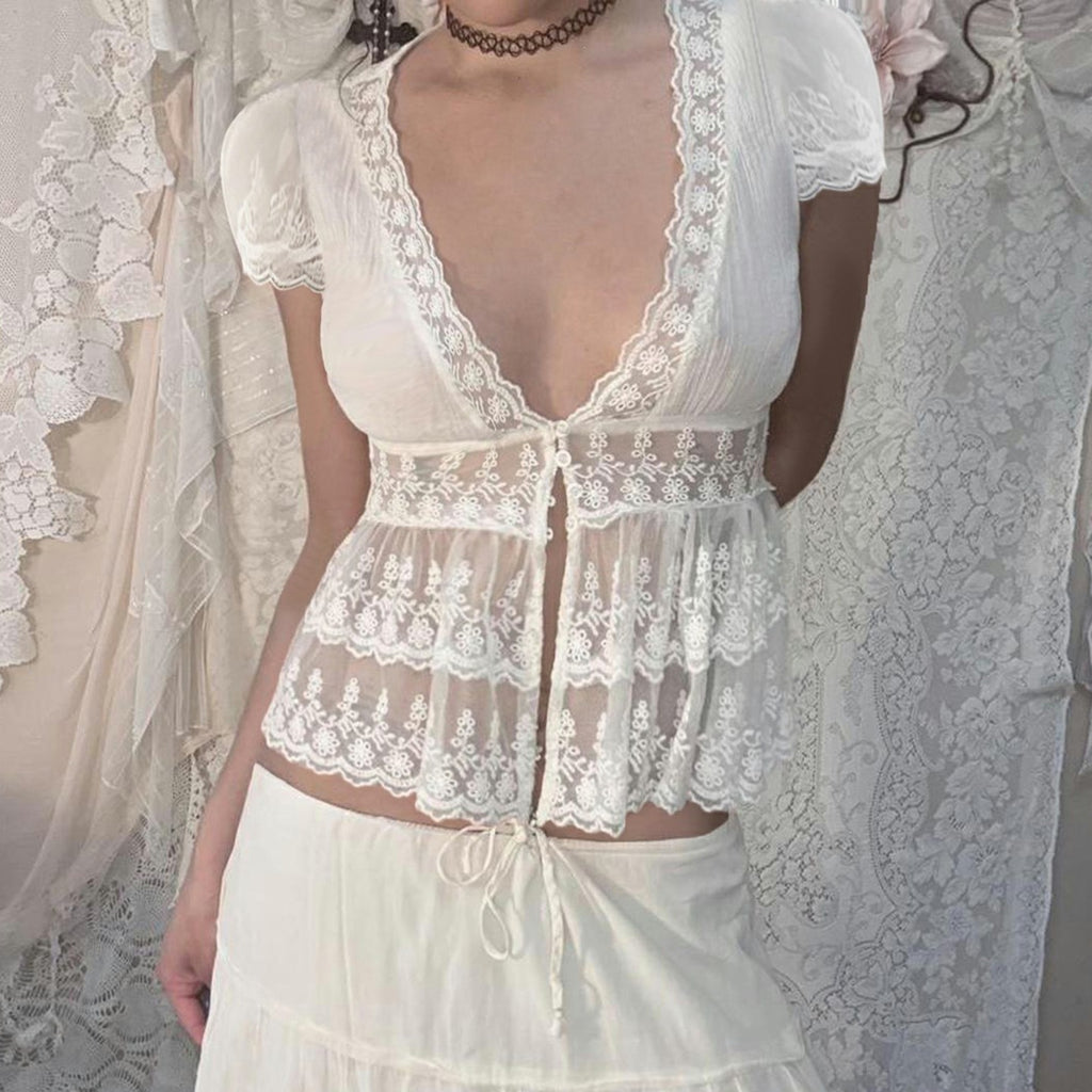 Romantic Lace Peplum Blouse