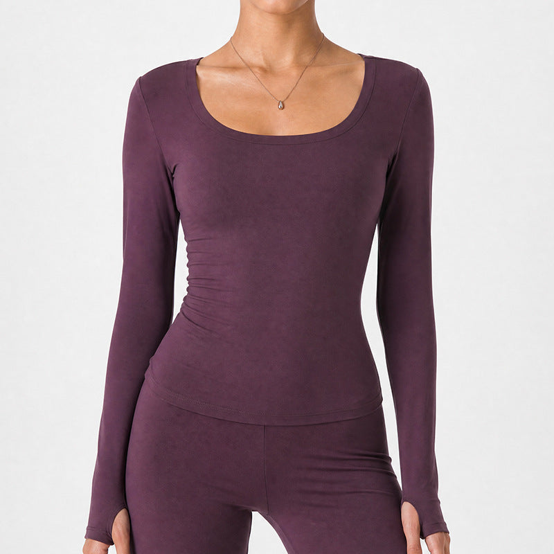 VISSONG Women’s Scoop-Neck Slim-Fit Long-Sleeve Top