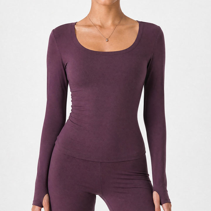 VISSONG Women’s Scoop-Neck Slim-Fit Long-Sleeve Top