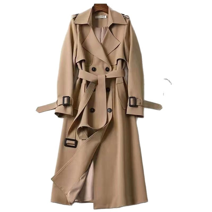 VISSONG Women’s Belted Storm-Flap Longline Trench Coat