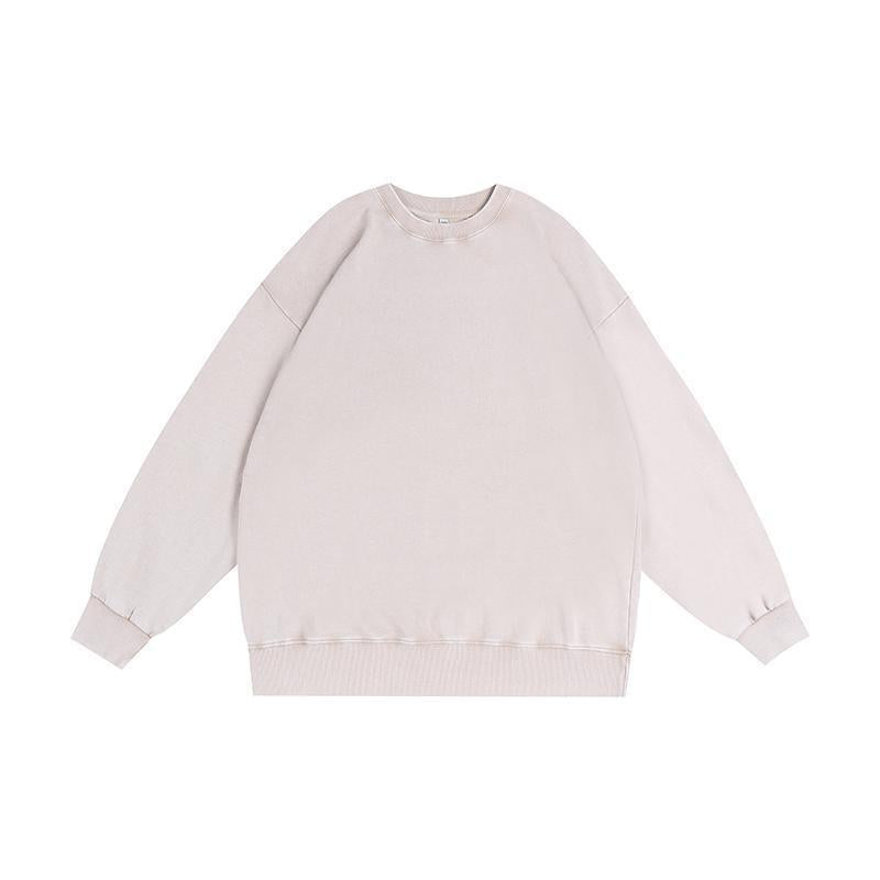 Vissong Vintage Washed Oversized Crewneck Sweatshirt and Hoodie Set