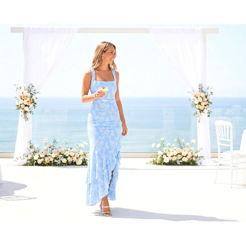 Romantic Lace Floral Mermaid Maxi Dress