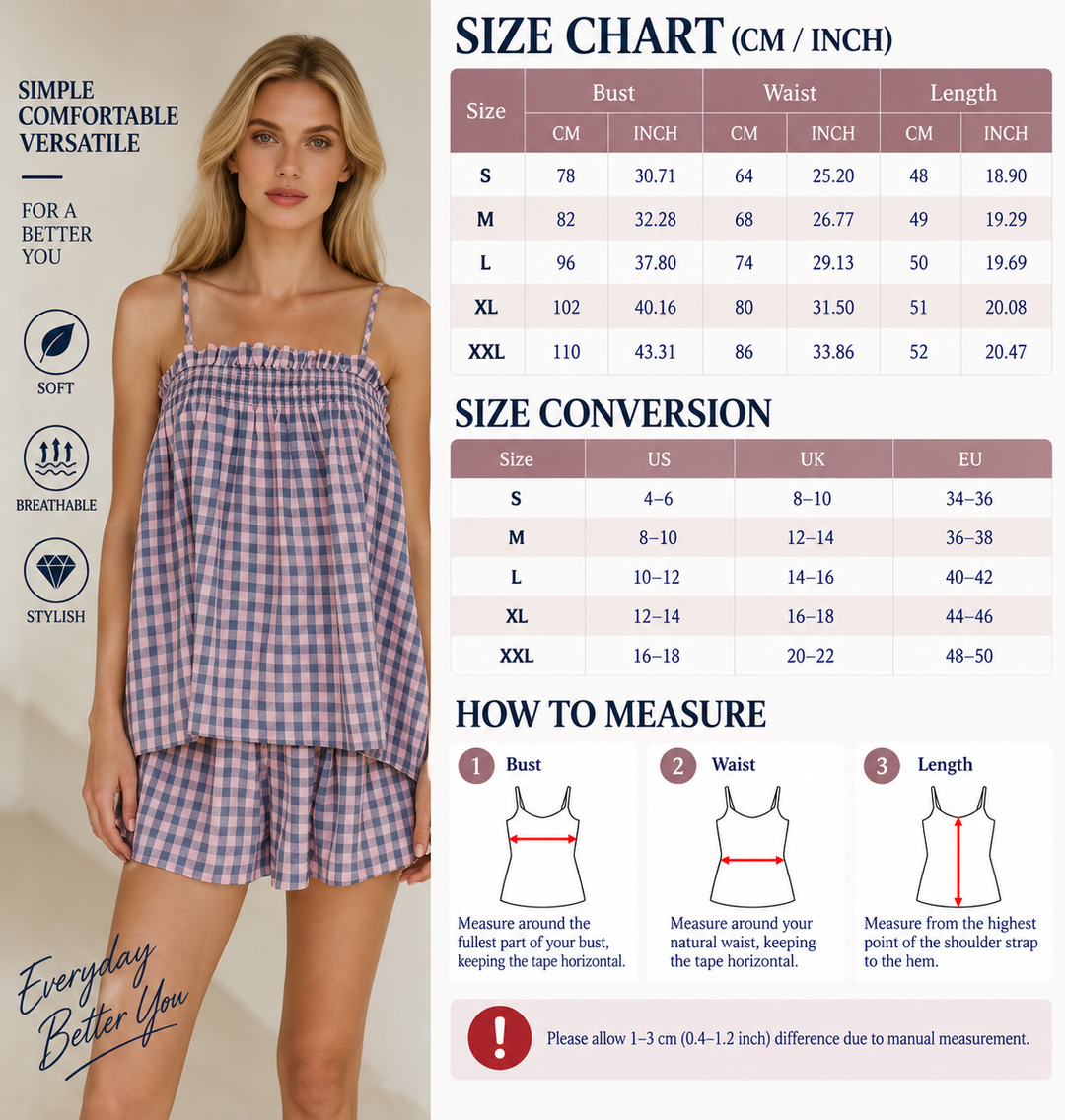VISSONG Women’s Gingham Smocked Ruffle Camisole