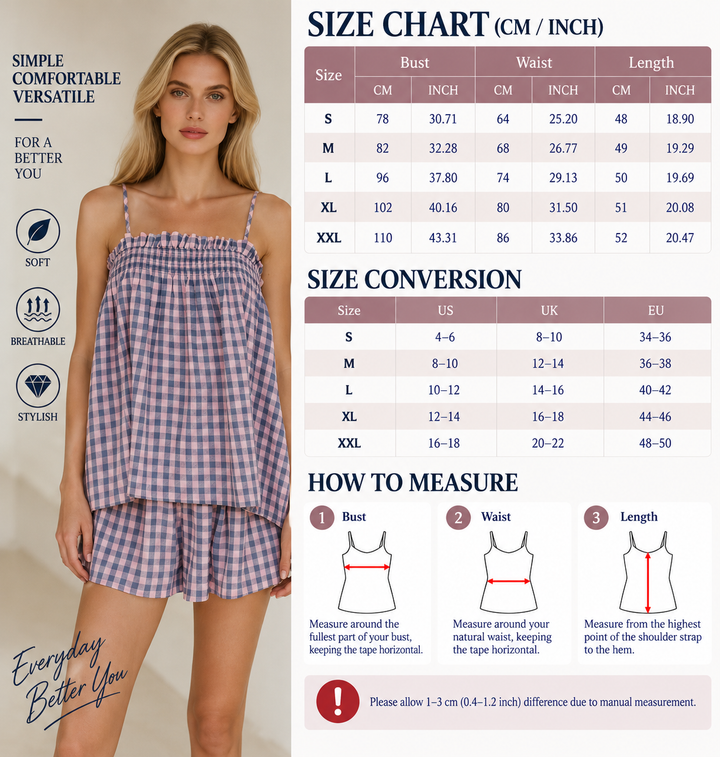 VISSONG Women’s Gingham Smocked Ruffle Camisole
