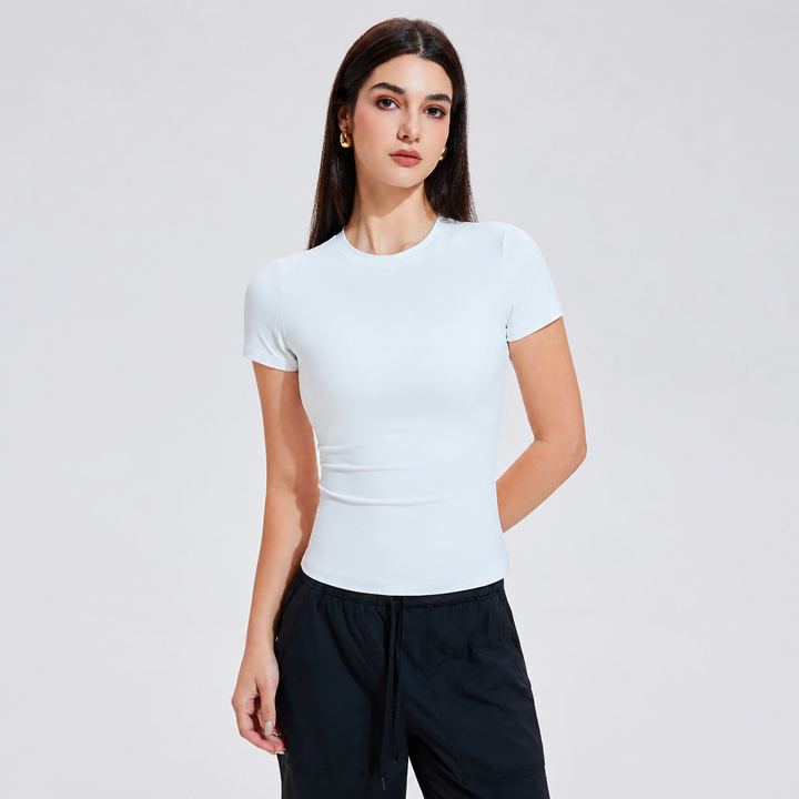 VISSONG Women’s Slim-Fit Stretch Crewneck T-Shirt