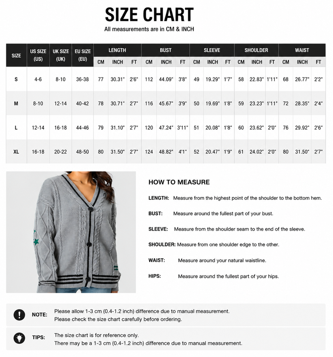 Star-Accent Cable Knit Varsity Cardigan