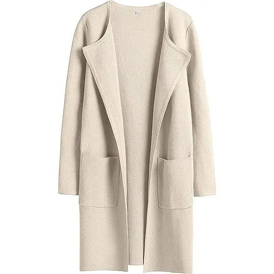 VISSONG Women’s Wide-Lapel Open-Front Pocket Coat