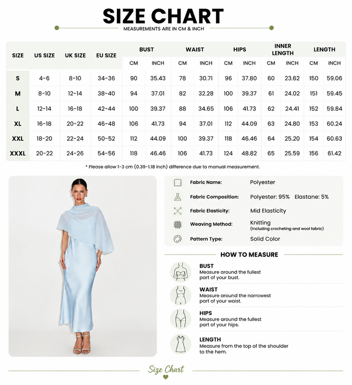 Elegant Sheer Cape Satin Midi Dress