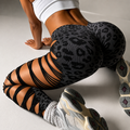 Women's Lace Up Leopard High Waist Sculpting Leggings