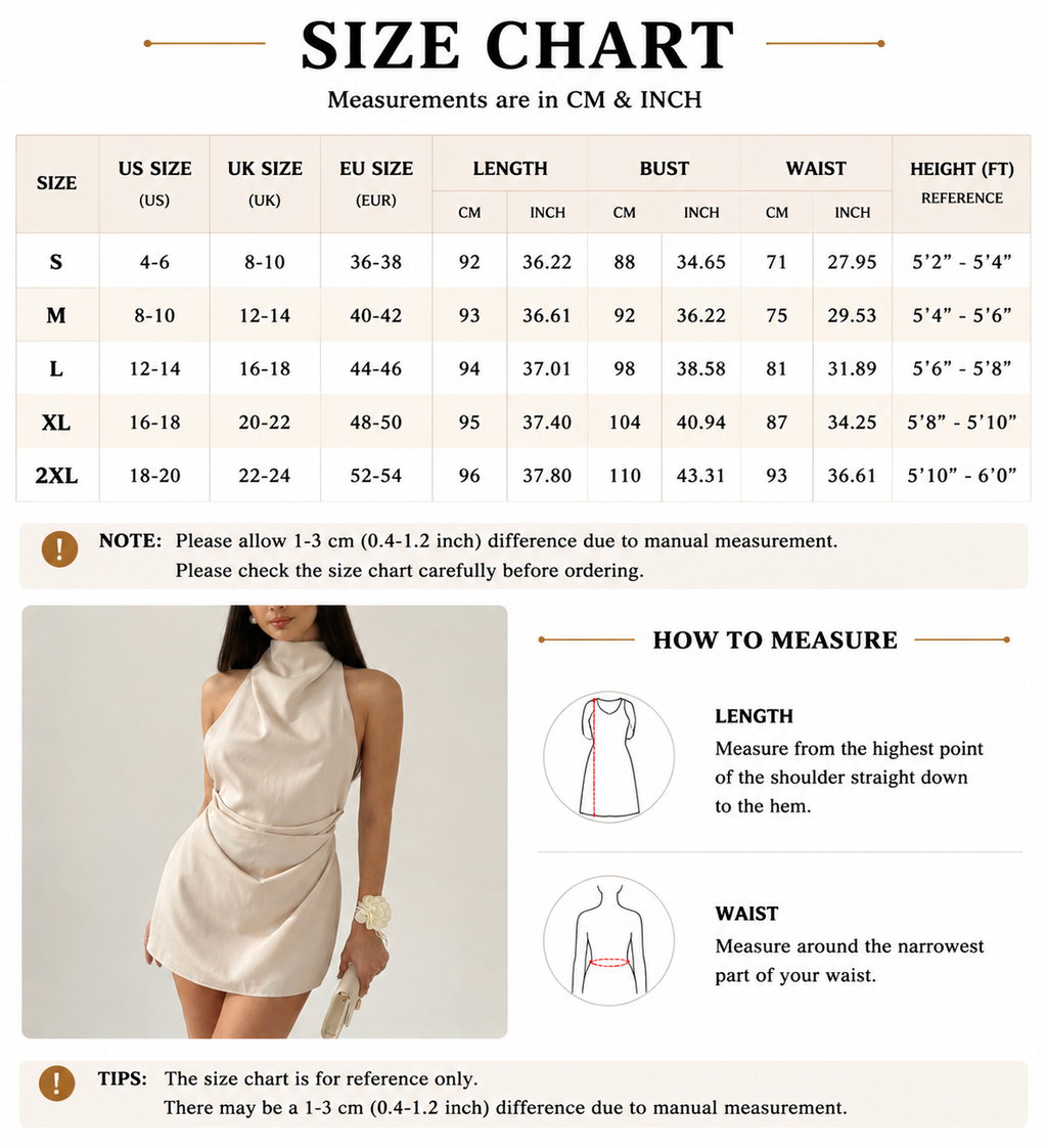 High-Neck Draped Satin Mini Dress