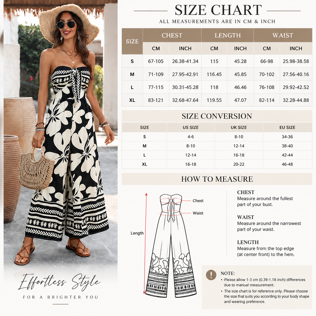 Strapless Tie-Front Floral Wide-Leg Jumpsuit