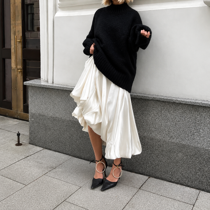 Flowing Satin A-Line Maxi Skirt