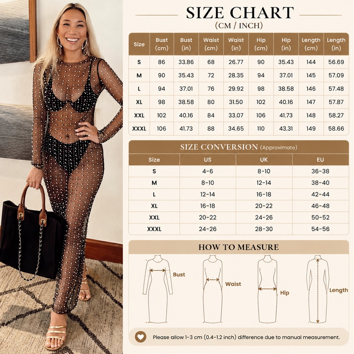 Women’s Pearl-Embellished Sheer Mesh Maxi Cover-Up Dress
