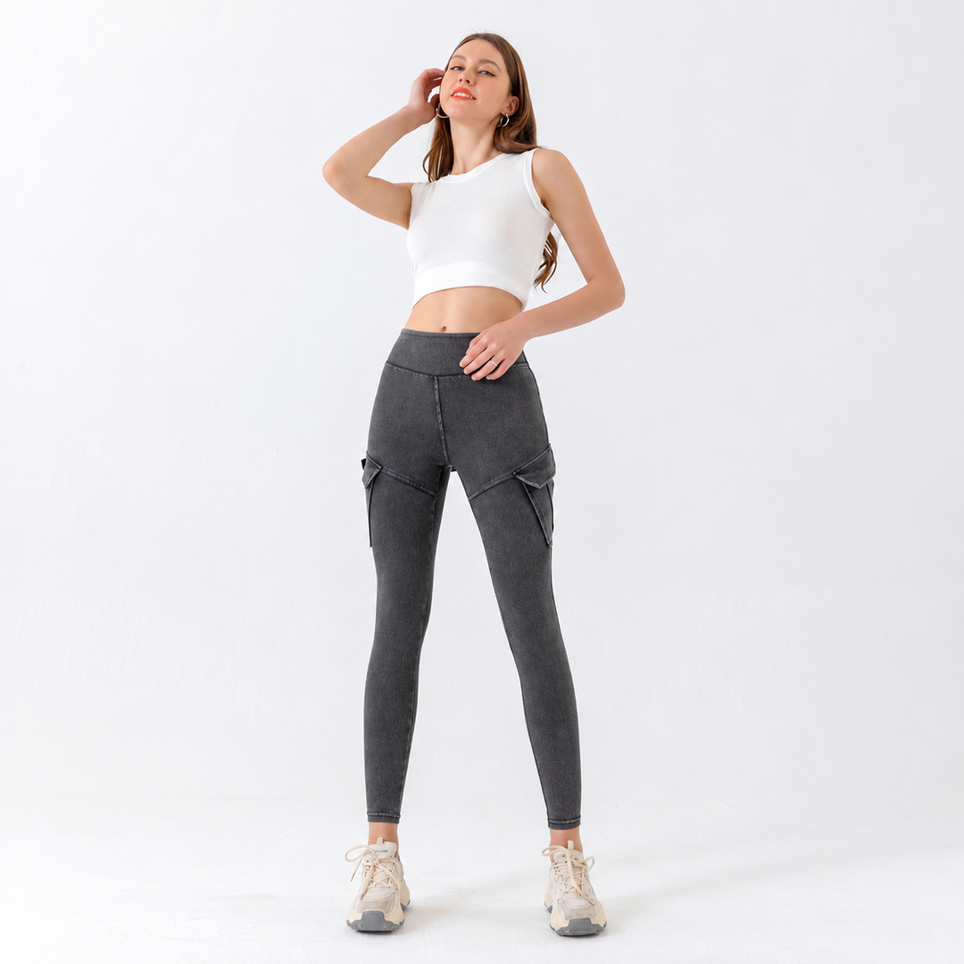 VISSONG Women’s High-Waist Stretch Cargo Skinny Jeans