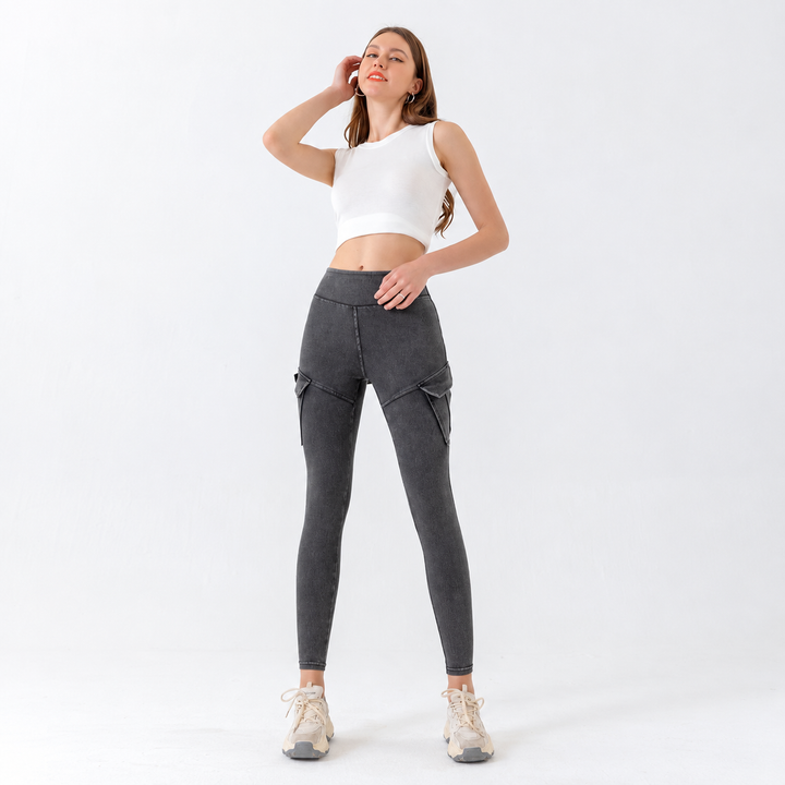 VISSONG Women’s High-Waist Stretch Cargo Skinny Jeans