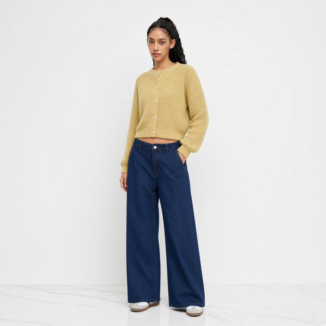 VISSONG Women’s Soft Textured Button-Front Cropped Cardigan