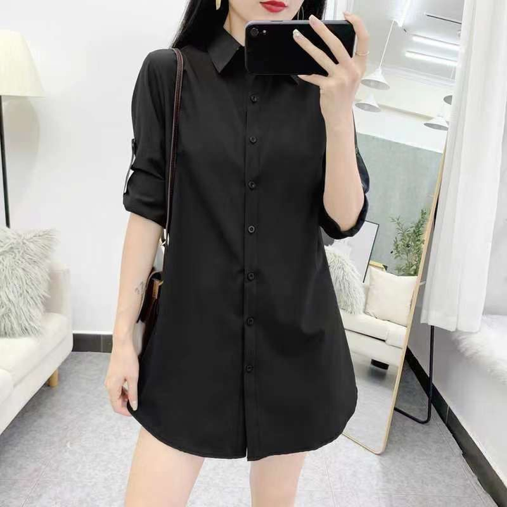 VISSONG Women’s Silky Relaxed Button-Down High-Low Shirt Dress