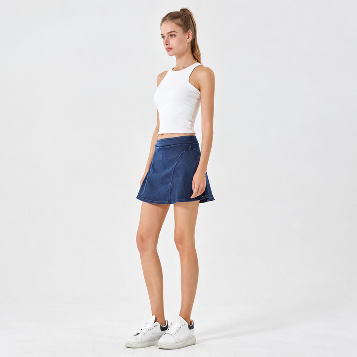 VISSONG Women’s Curved-Seam Denim Skort