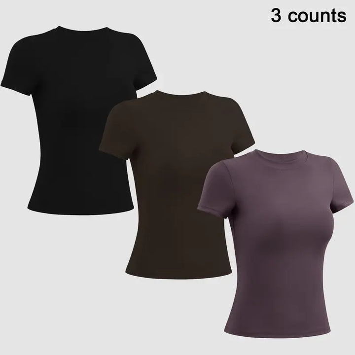 VISSONG Women’s Slim-Fit Stretch Crewneck T-Shirt