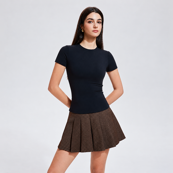 VISSONG Women’s Slim-Fit Stretch Crewneck T-Shirt