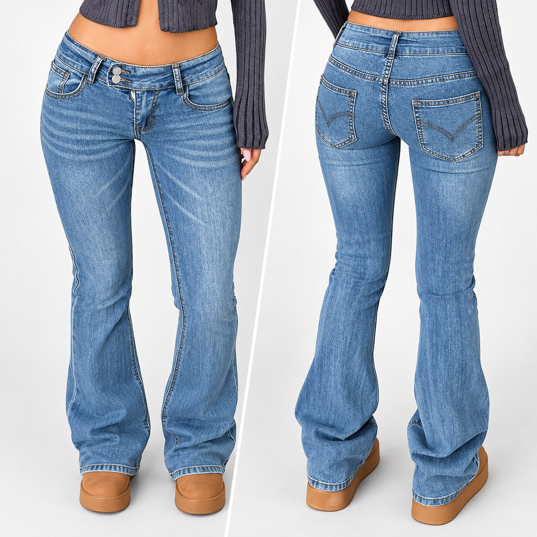 VISSONG Women’s Low-Rise Vintage Wash Straight-Leg Jeans