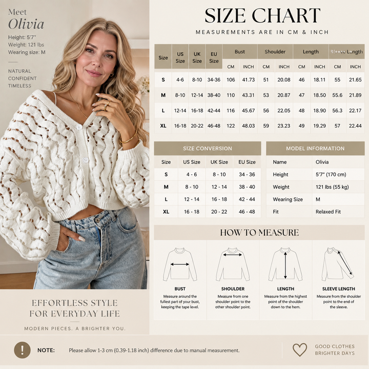 VISSONG Women’s Openwork Cable Knit Balloon Sleeve Cardigan