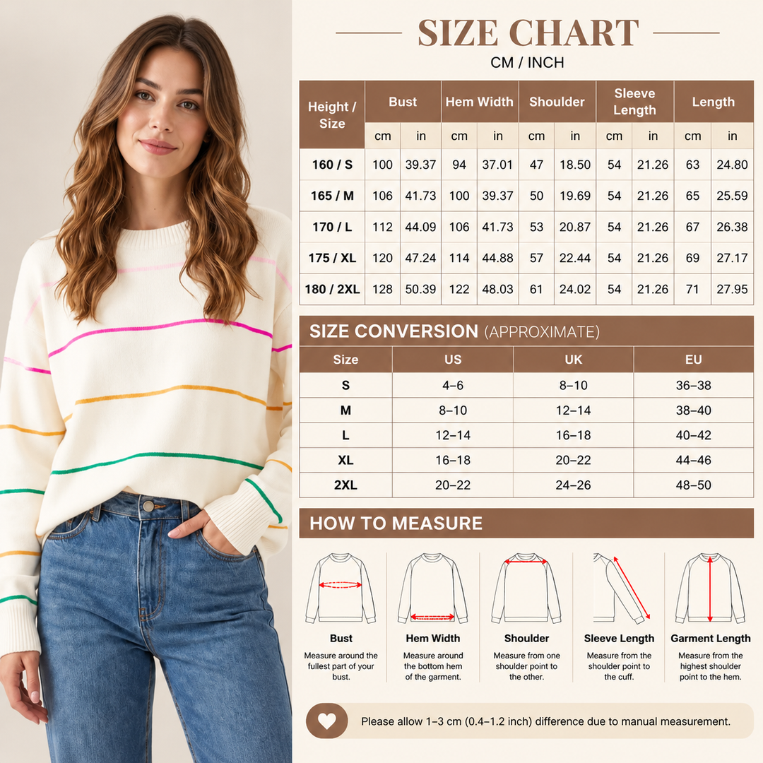 Women’s Multicolor Stripe Relaxed Crewneck Sweater