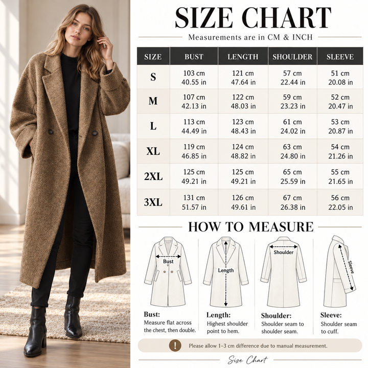 VISSONG Women’s Textured Notched-Lapel Oversized Long Coat