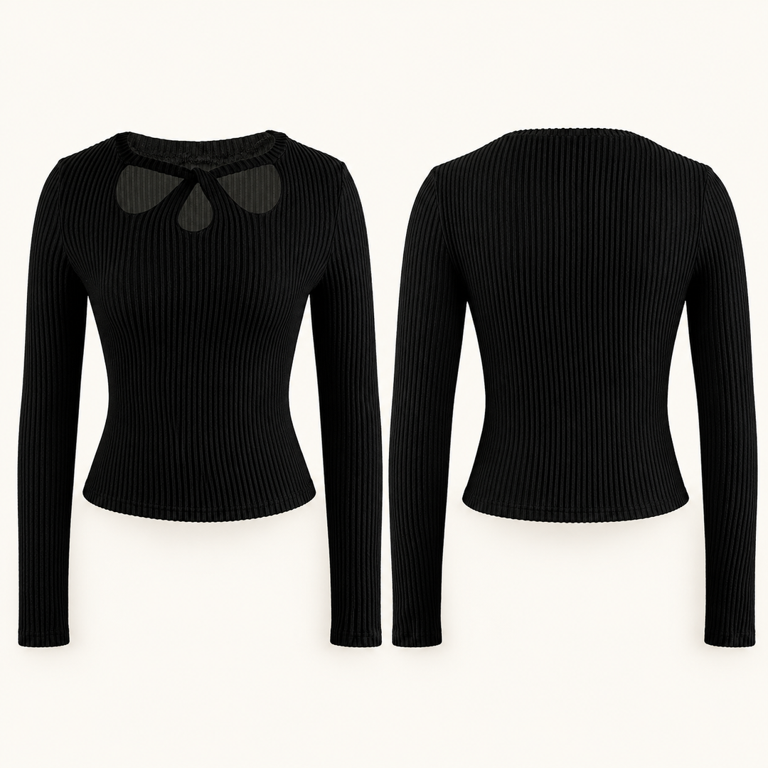 VISSONG Women’s Twist-Front Cutout Ribbed Knit Top