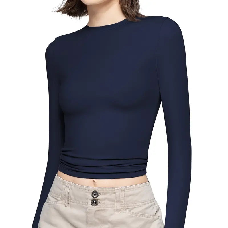 VISSONG Women’s Everyday Fitted Crewneck Long-Sleeve Top
