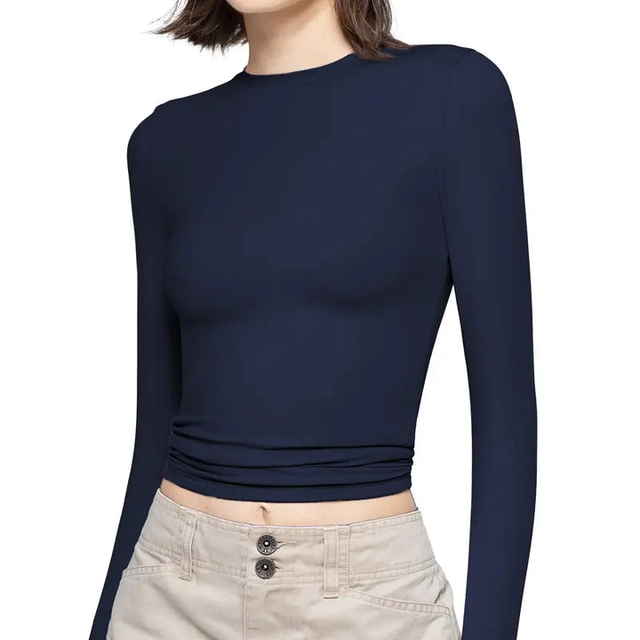 VISSONG Women’s Everyday Fitted Crewneck Long-Sleeve Top