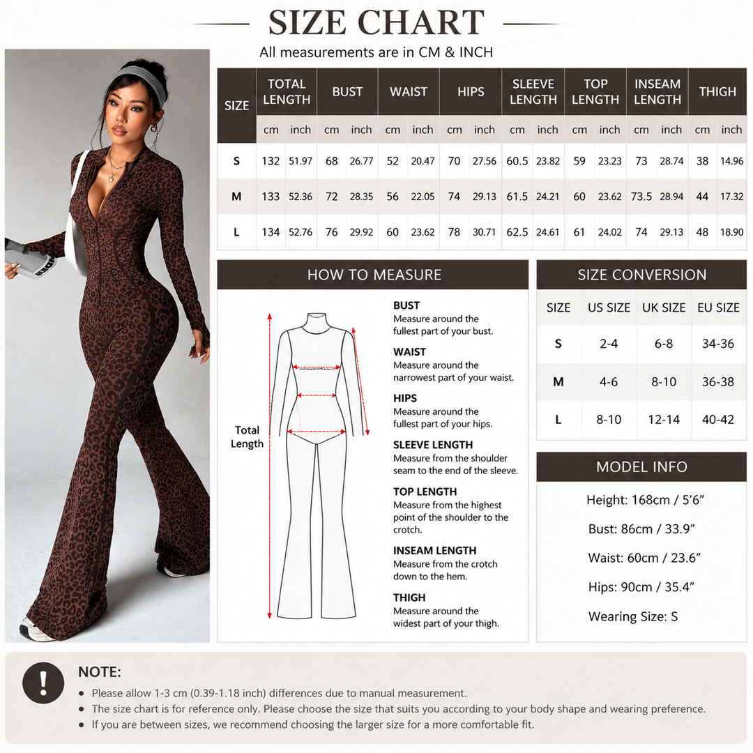 Front-Zip Leopard Flared Jumpsuit