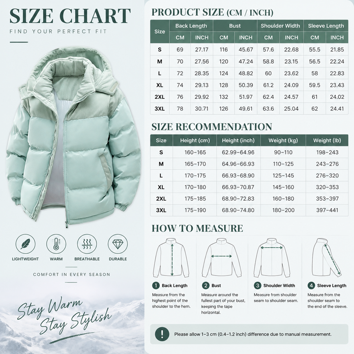 VISSONG Women’s Corduroy-Panel Hooded Puffer Jacket